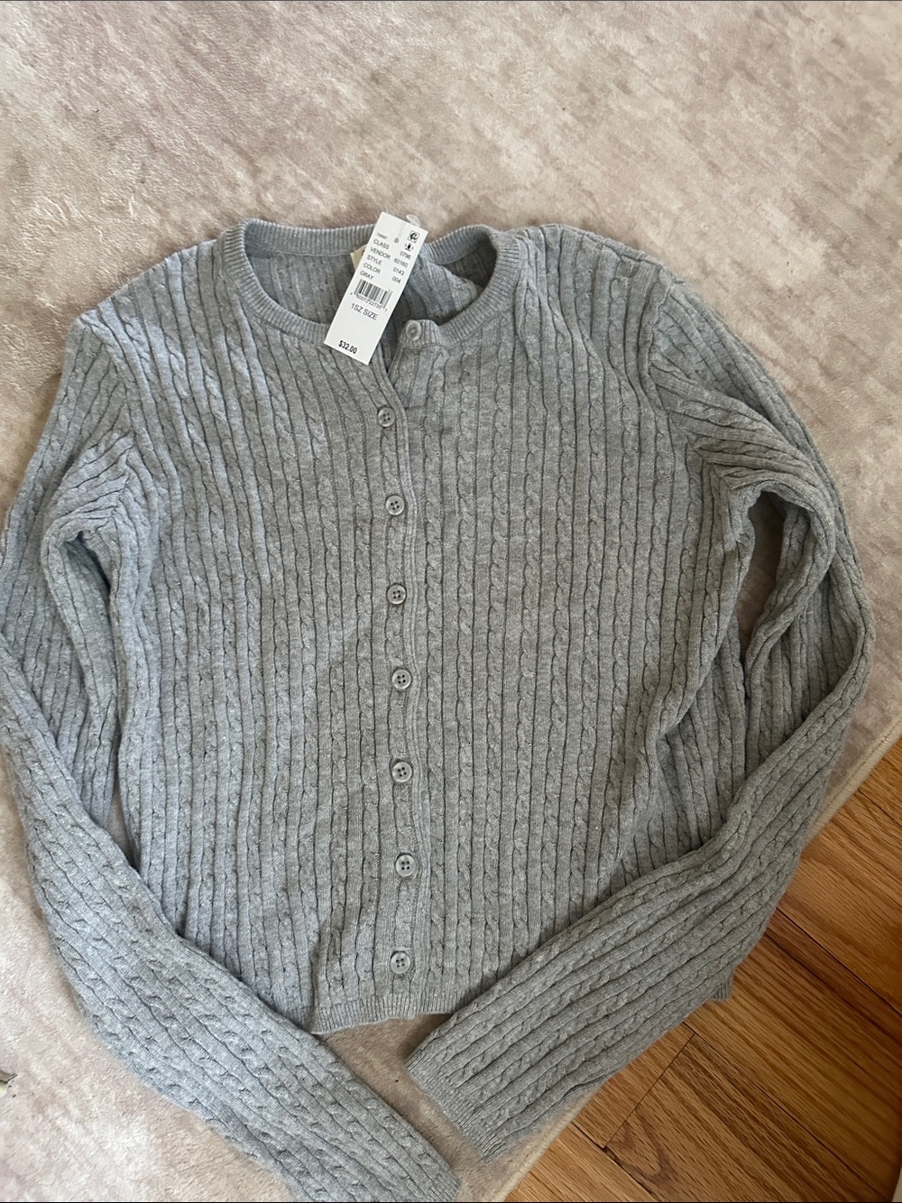 PacSun Light Gray Cable Knit Button Cardigan